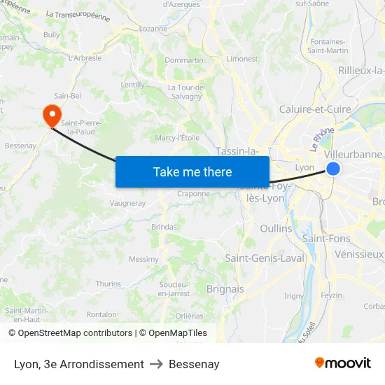 Lyon, 3e Arrondissement to Bessenay map