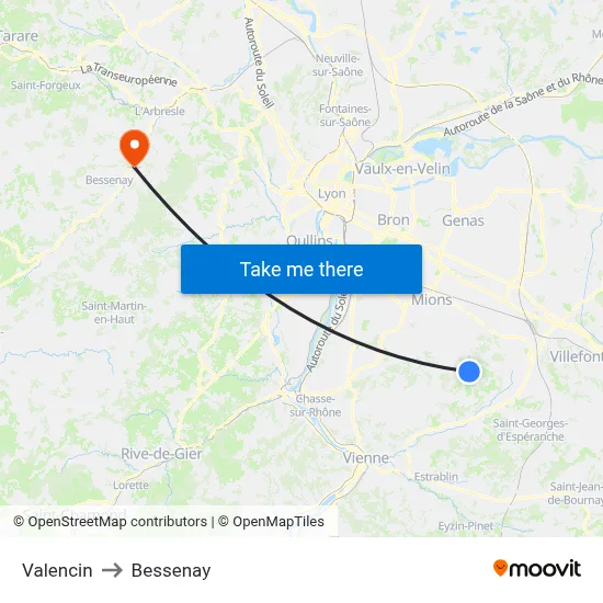 Valencin to Bessenay map