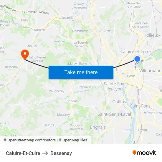 Caluire-Et-Cuire to Bessenay map