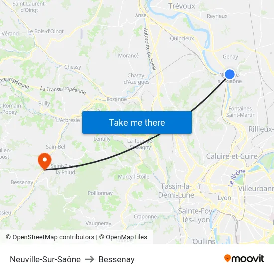 Neuville-Sur-Saône to Bessenay map