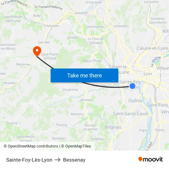 Sainte-Foy-Lès-Lyon to Bessenay map