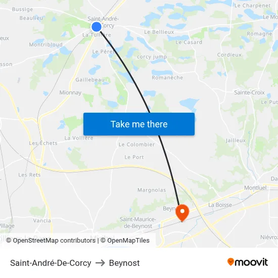 Saint-André-De-Corcy to Beynost map