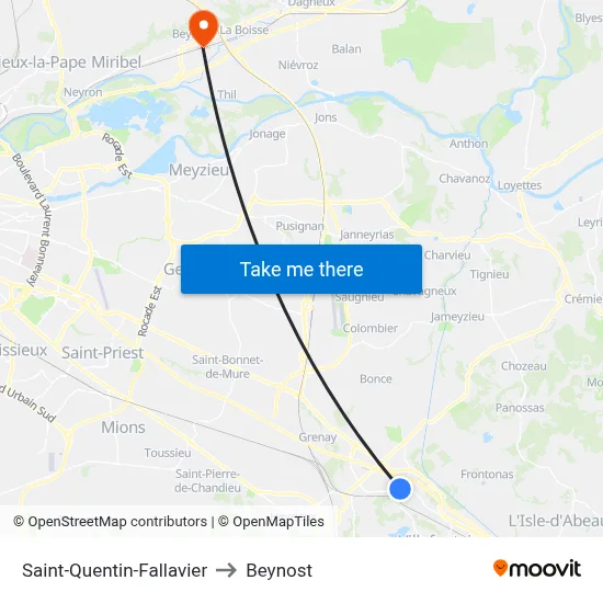 Saint-Quentin-Fallavier to Beynost map