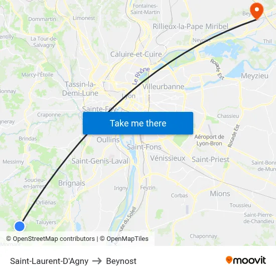 Saint-Laurent-D'Agny to Beynost map