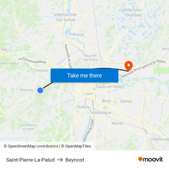 Saint-Pierre-La-Palud to Beynost map