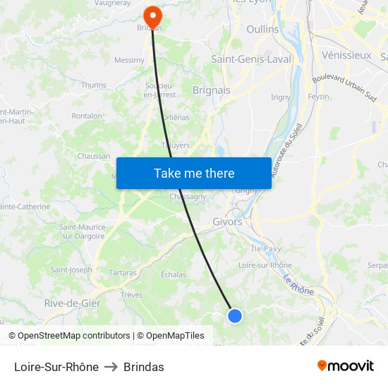 Loire-Sur-Rhône to Brindas map