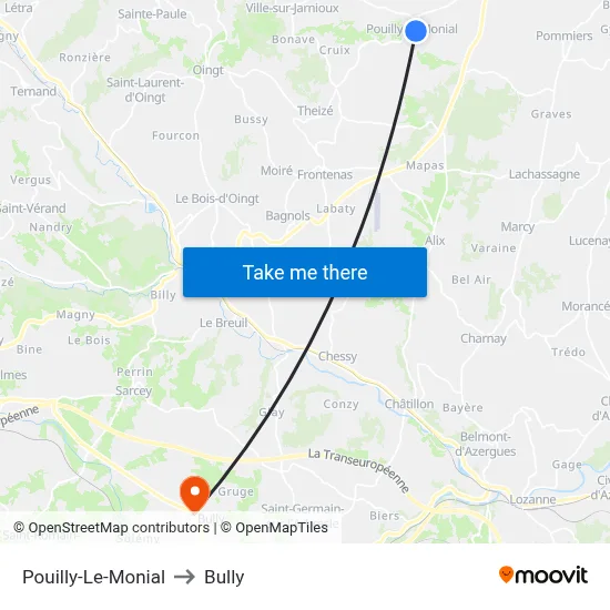 Pouilly-Le-Monial to Bully map
