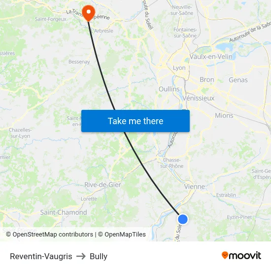 Reventin-Vaugris to Bully map