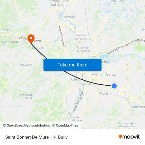 Saint-Bonnet-De-Mure to Bully map