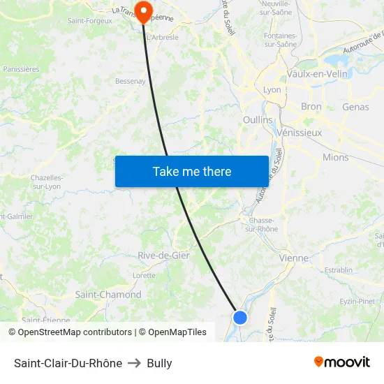 Saint-Clair-Du-Rhône to Bully map