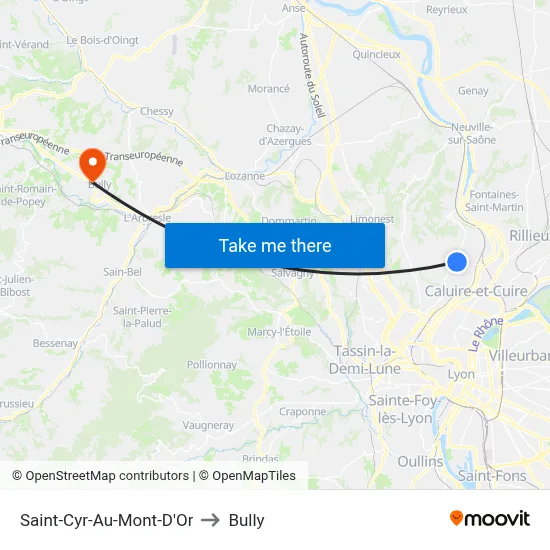 Saint-Cyr-Au-Mont-D'Or to Bully map