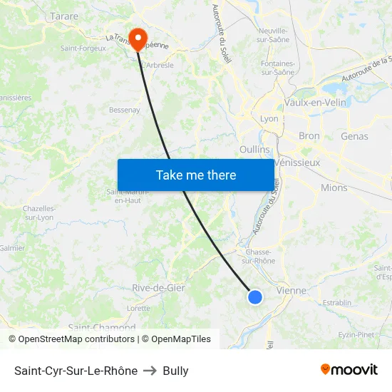 Saint-Cyr-Sur-Le-Rhône to Bully map