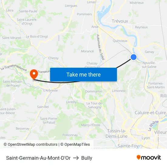 Saint-Germain-Au-Mont-D'Or to Bully map