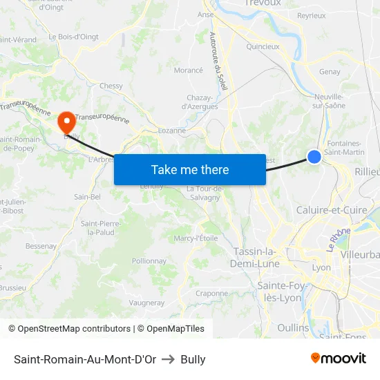 Saint-Romain-Au-Mont-D'Or to Bully map