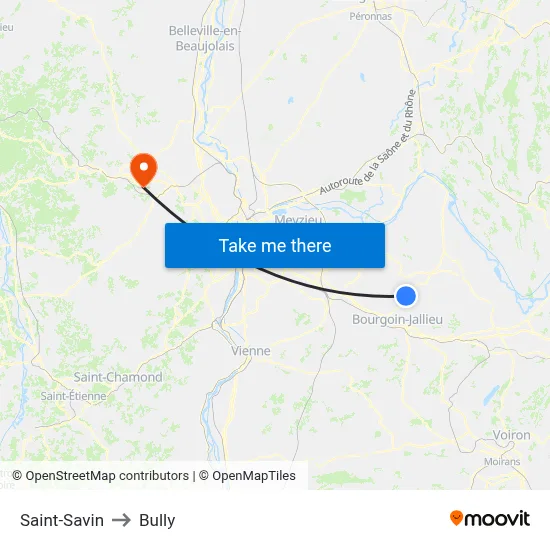 Saint-Savin to Bully map