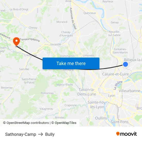 Sathonay-Camp to Bully map
