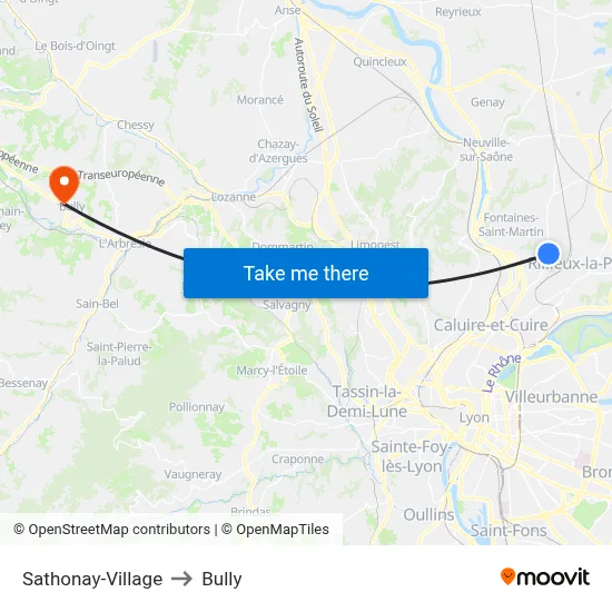 Sathonay-Village to Bully map