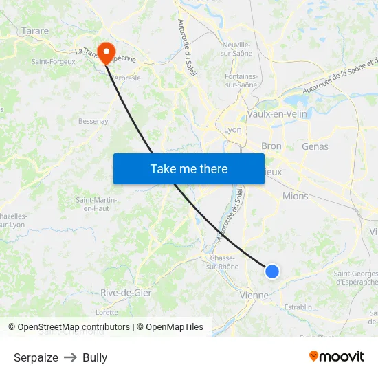 Serpaize to Bully map