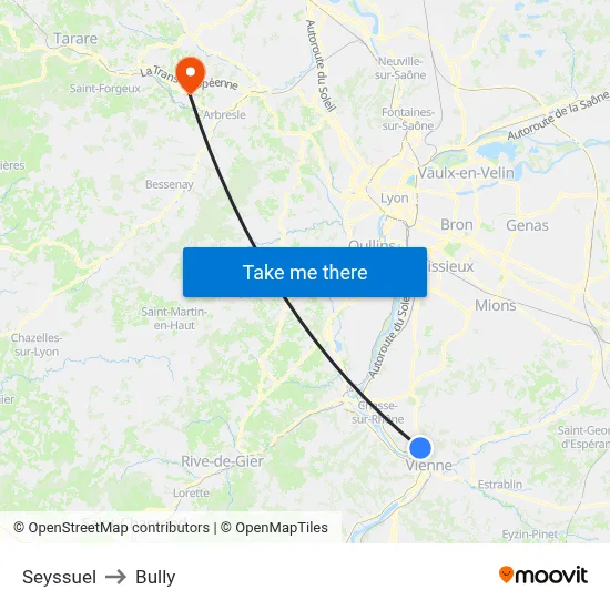 Seyssuel to Bully map