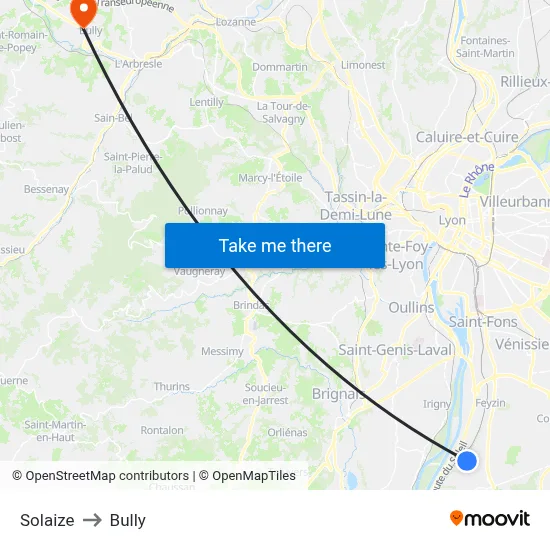 Solaize to Bully map