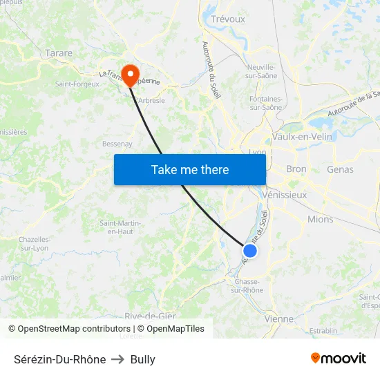 Sérézin-Du-Rhône to Bully map