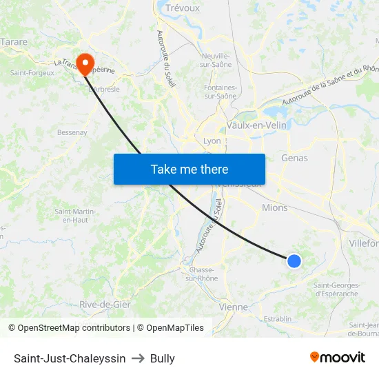 Saint-Just-Chaleyssin to Bully map