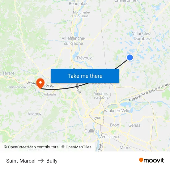 Saint-Marcel to Bully map