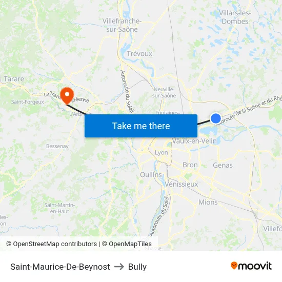 Saint-Maurice-De-Beynost to Bully map