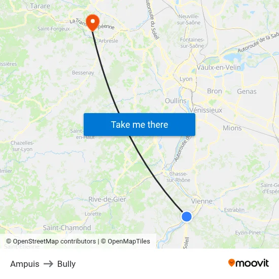 Ampuis to Bully map