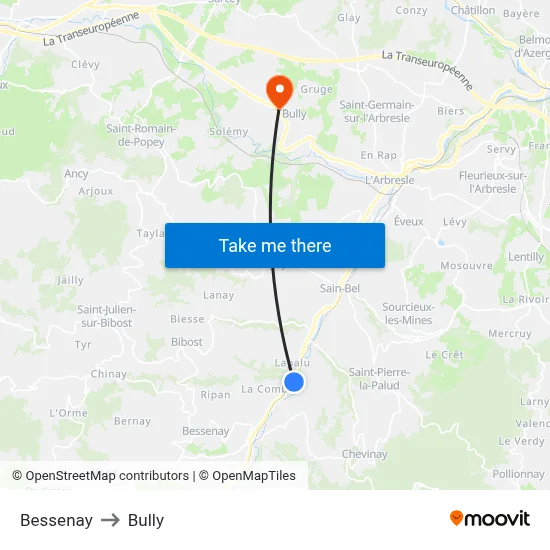 Bessenay to Bully map