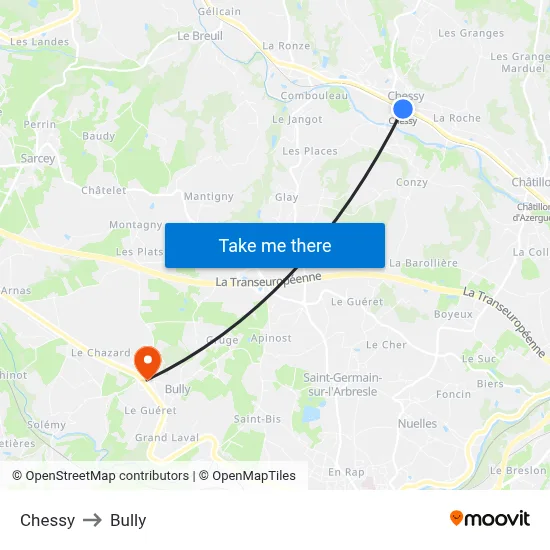 Chessy to Bully map