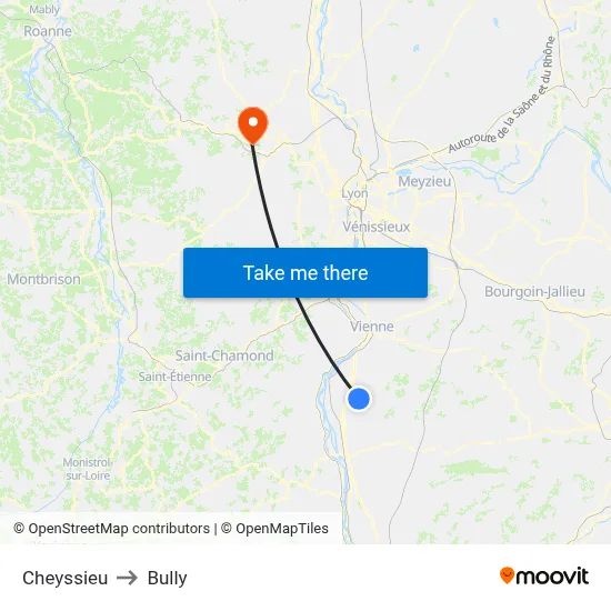 Cheyssieu to Bully map
