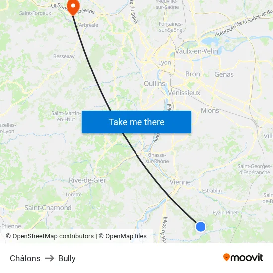 Châlons to Bully map