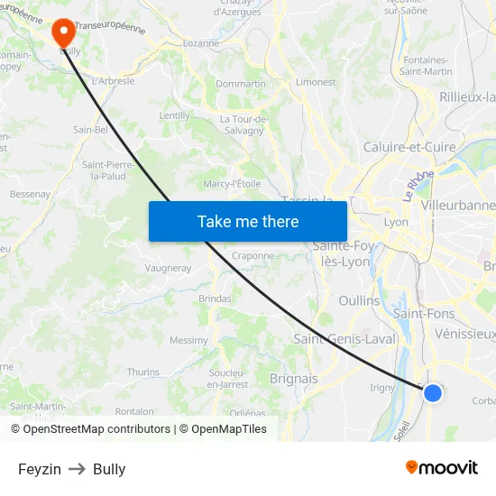 Feyzin to Bully map