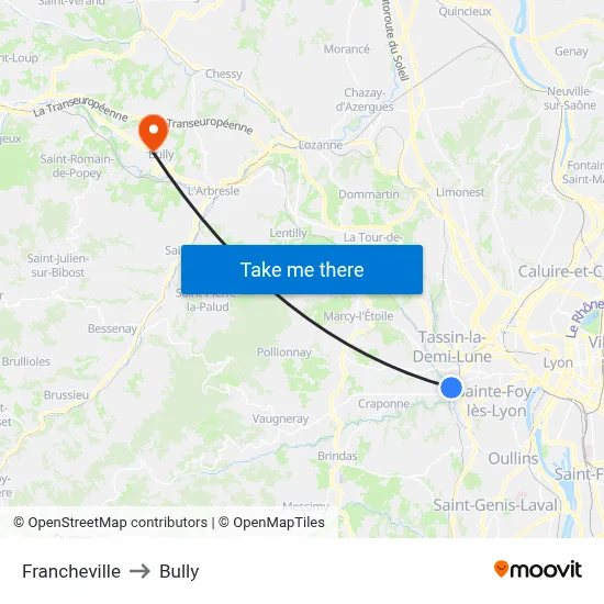 Francheville to Bully map