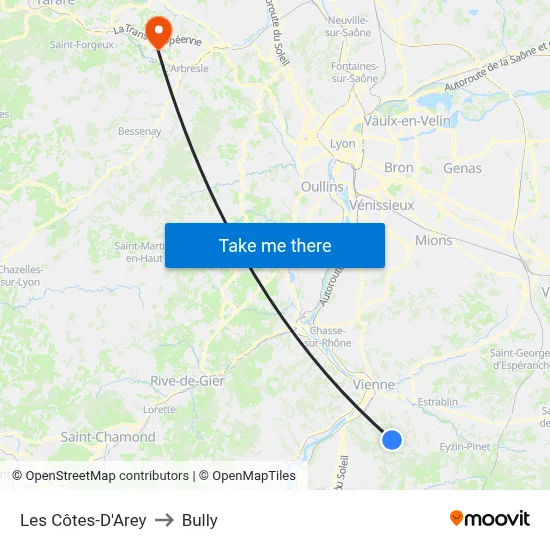 Les Côtes-D'Arey to Bully map