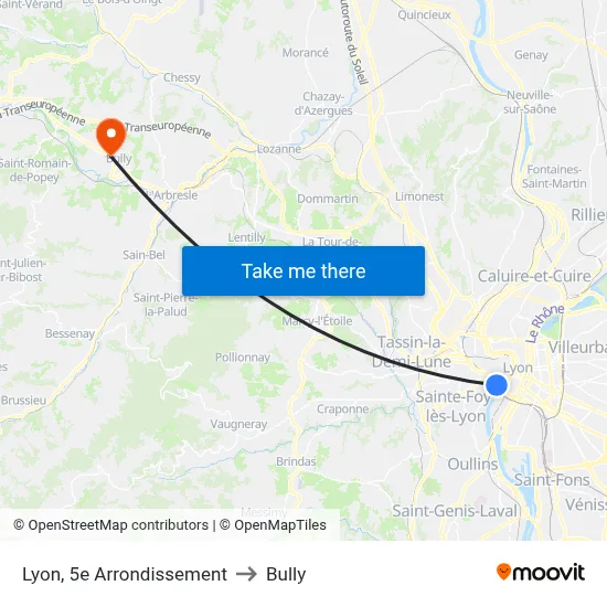 Lyon, 5e Arrondissement to Bully map