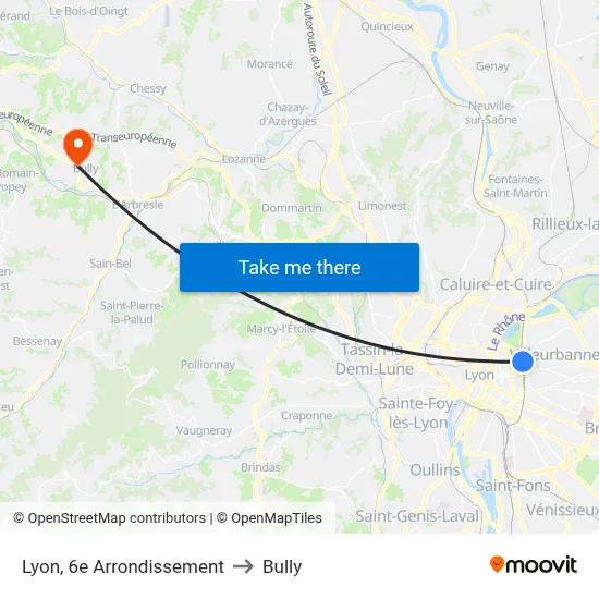 Lyon, 6e Arrondissement to Bully map