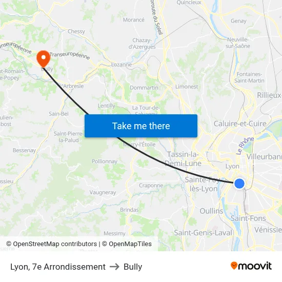 Lyon, 7e Arrondissement to Bully map