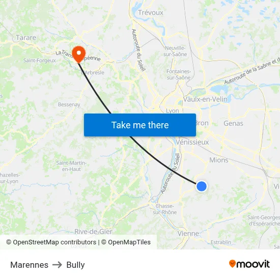 Marennes to Bully map
