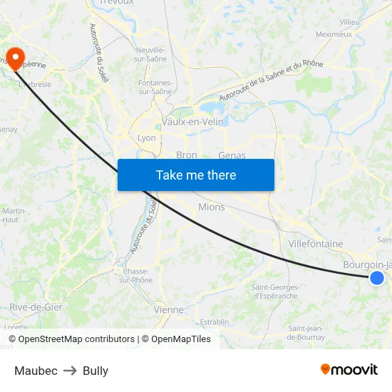 Maubec to Bully map