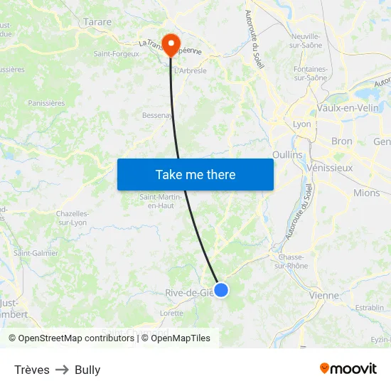 Trèves to Bully map