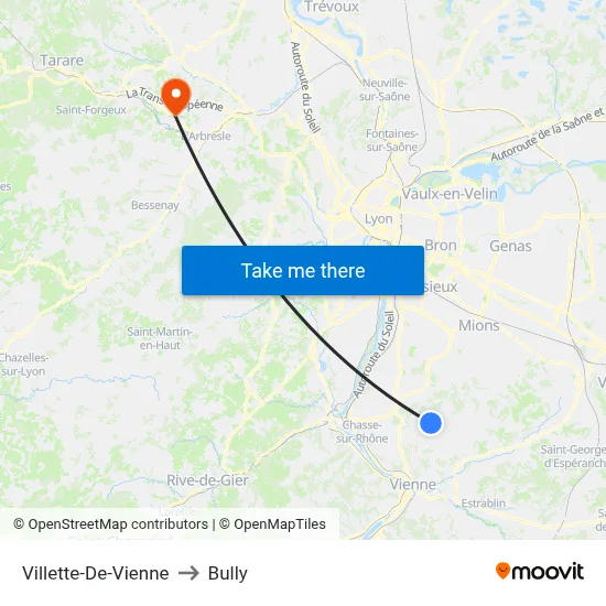 Villette-De-Vienne to Bully map