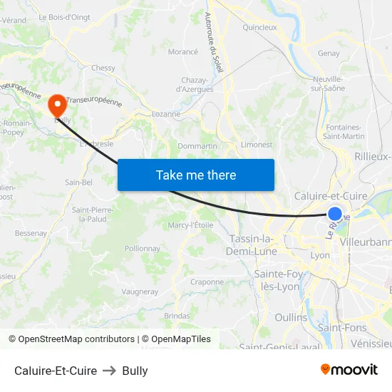 Caluire-Et-Cuire to Bully map
