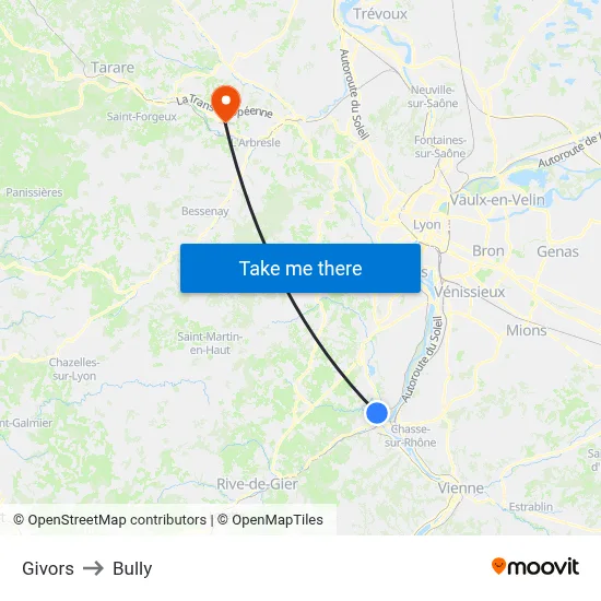 Givors to Bully map