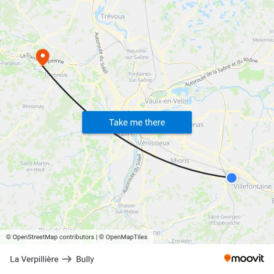 La Verpillière to Bully map