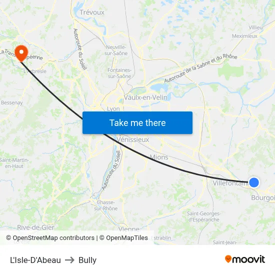 L'Isle-D'Abeau to Bully map