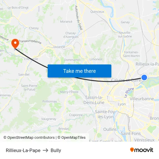 Rillieux-La-Pape to Bully map