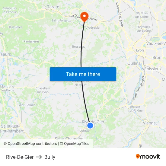 Rive-De-Gier to Bully map