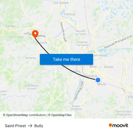 Saint-Priest to Bully map